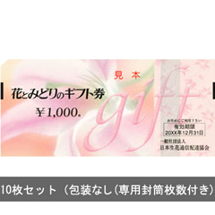 花とみどりのギフト券1000円券10枚セット（包装なし、専用封筒枚数分付帯）